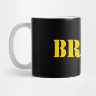 Bravo in yellow font, military style Mug